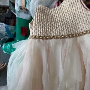 American Princess Pink and Gold Embroidered Dress Label size 5 good Easter dress